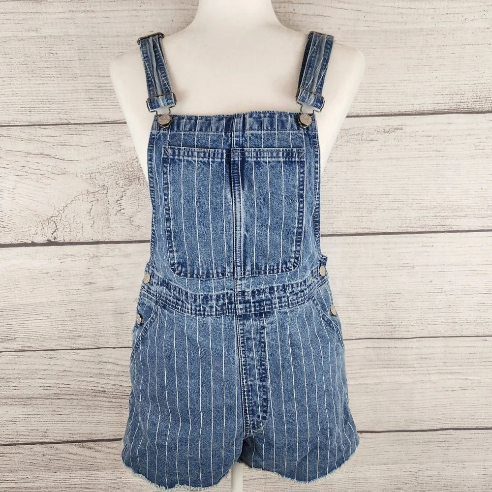 Madewell Pinyon Short Overalls in Pinstripe